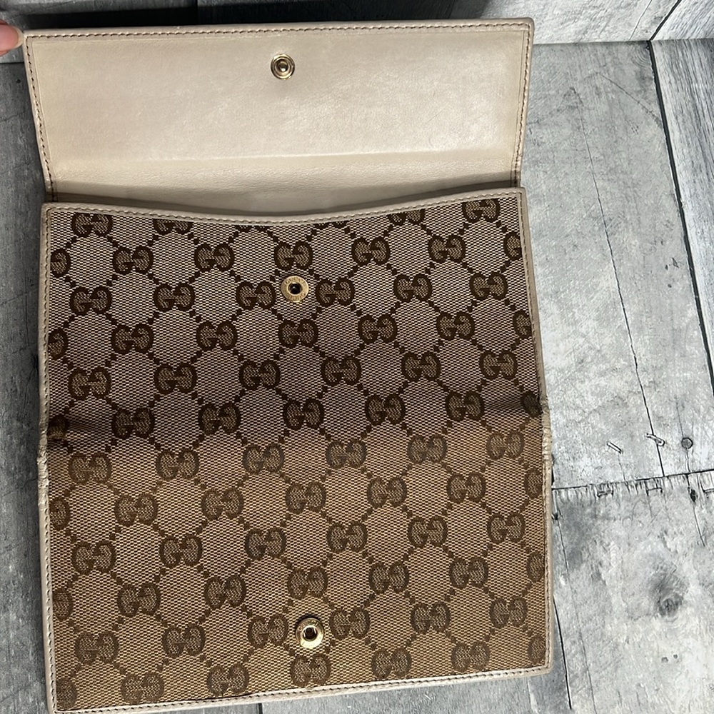 GUCCI Mayfair Authentic Long Monogram Bow Adorned Canvas Leather Wallet - Picture 9 of 12